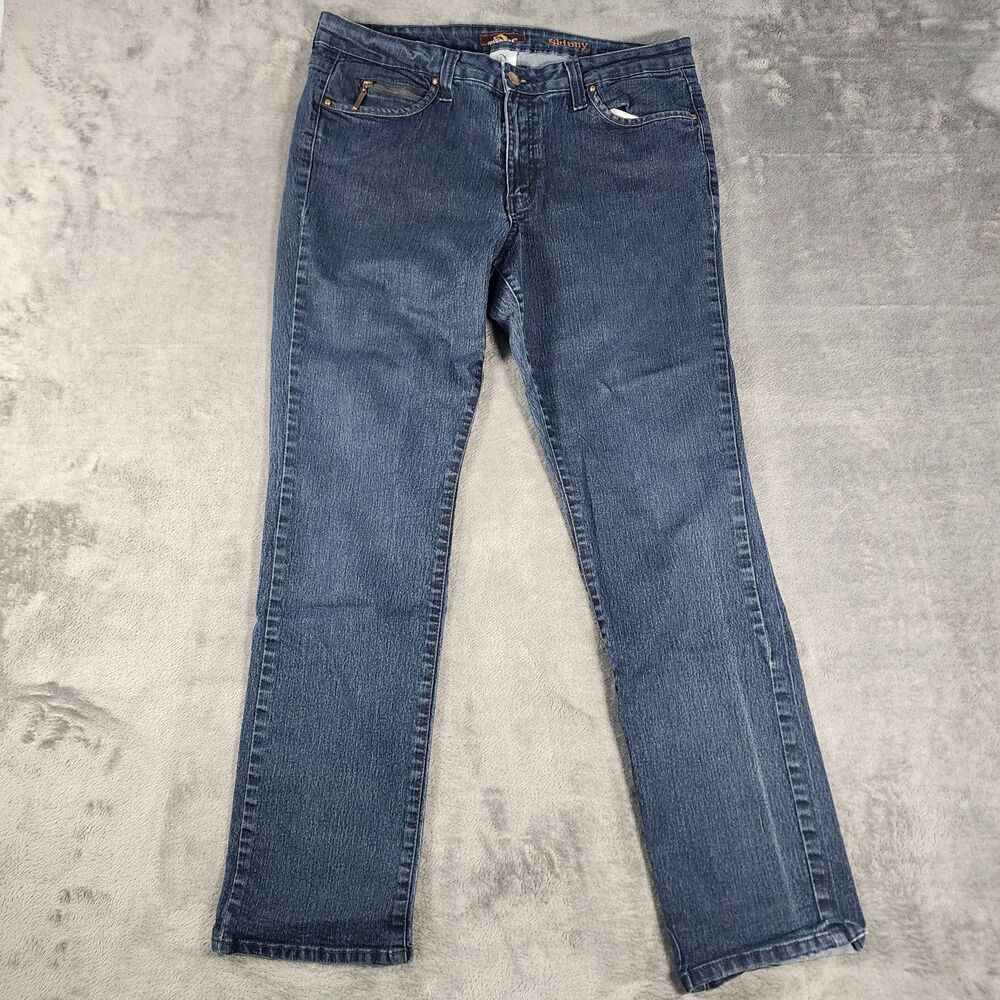 Jordache Vintage Womens 16 Skinny Jeans Rinse Dark Wash Zip Coin Pocket Retro